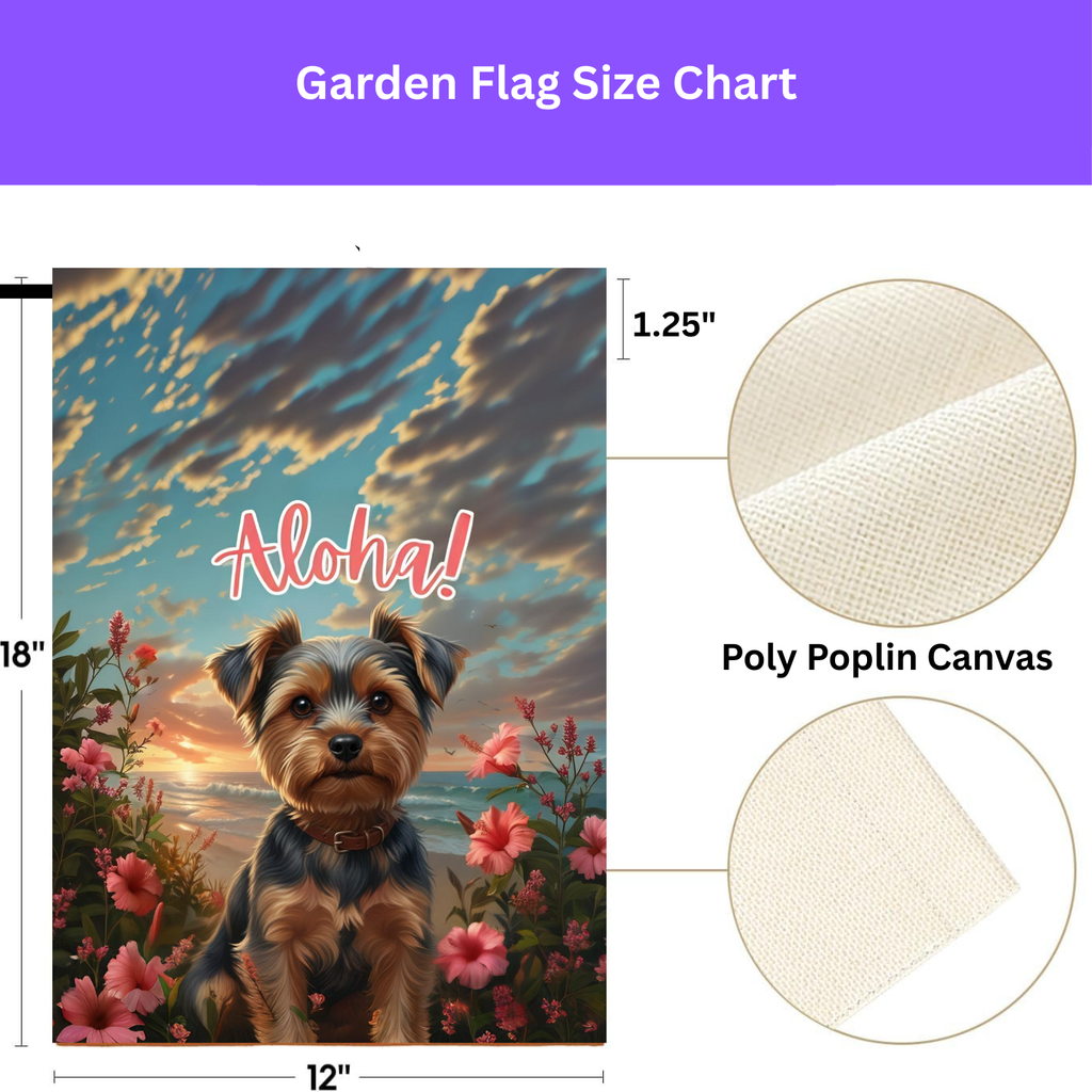 Aloha Yorkshire Terrier Garden Flag - porch decor - Dragonfire Gardens