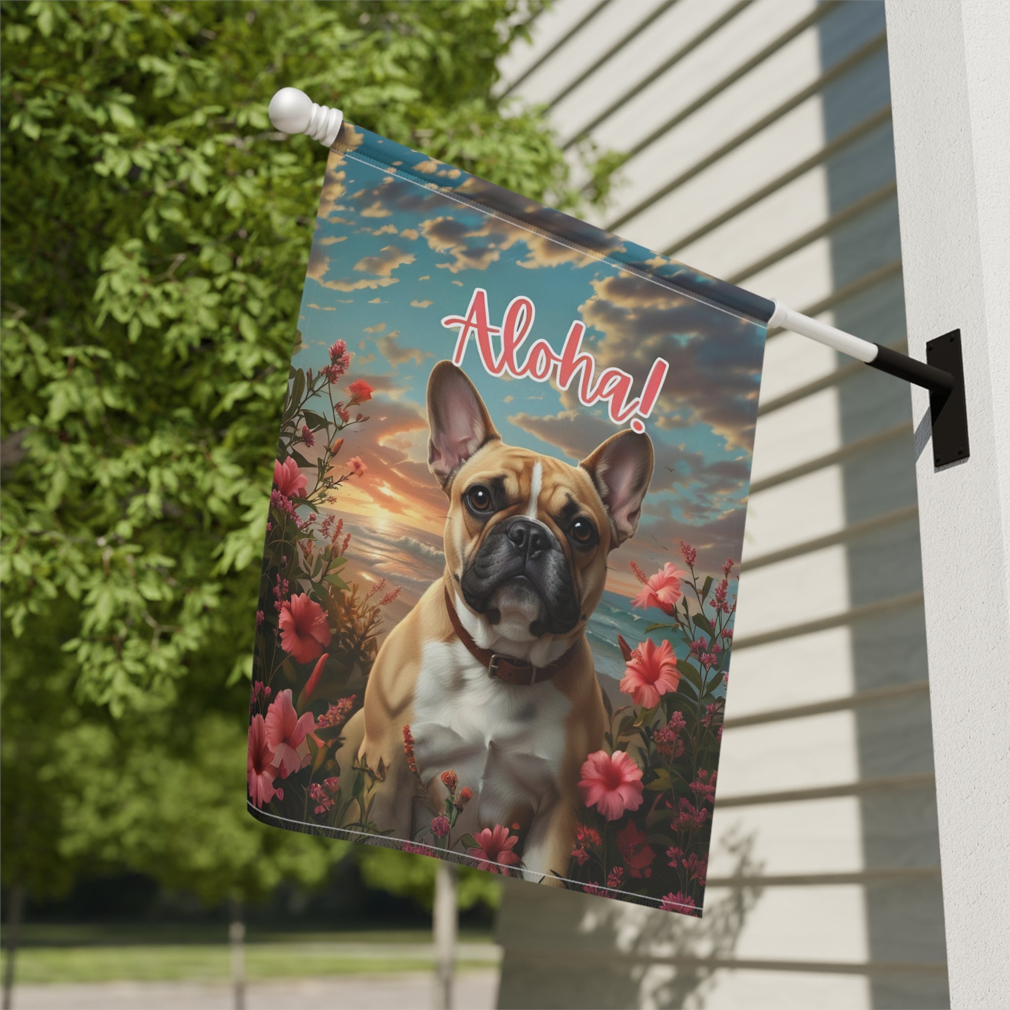 Aloha French Bulldog Garden Flag