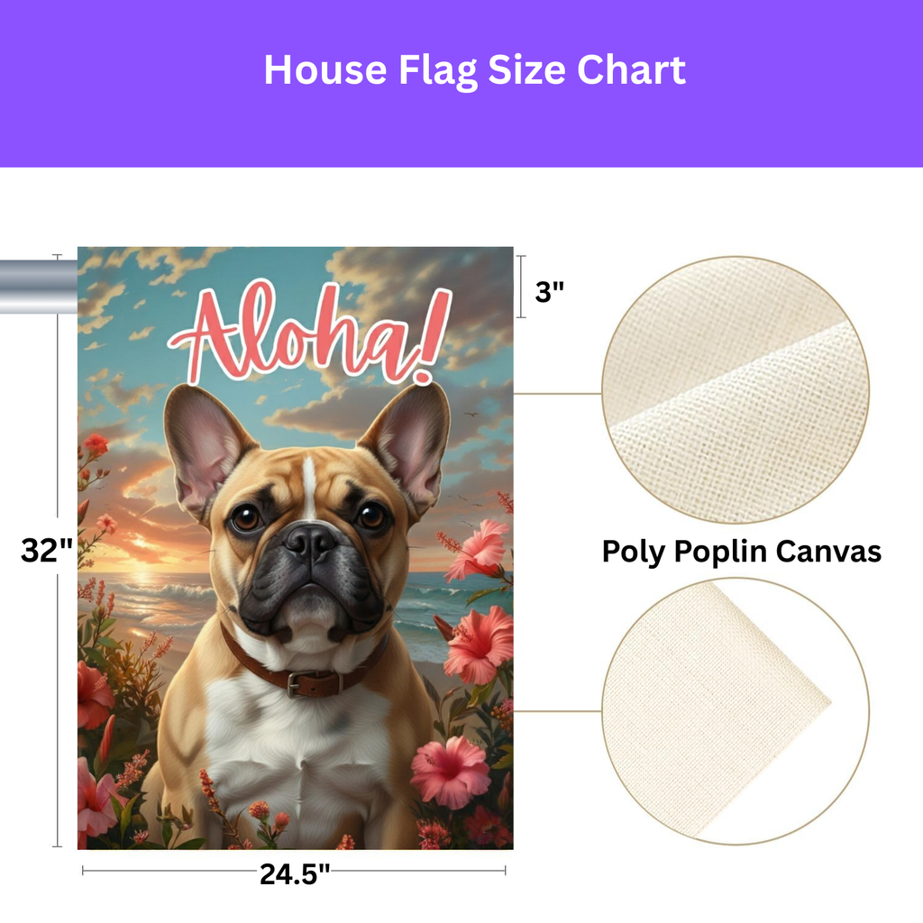 Aloha French Bulldog Garden Flag - yard display - Dragonfire Gardens