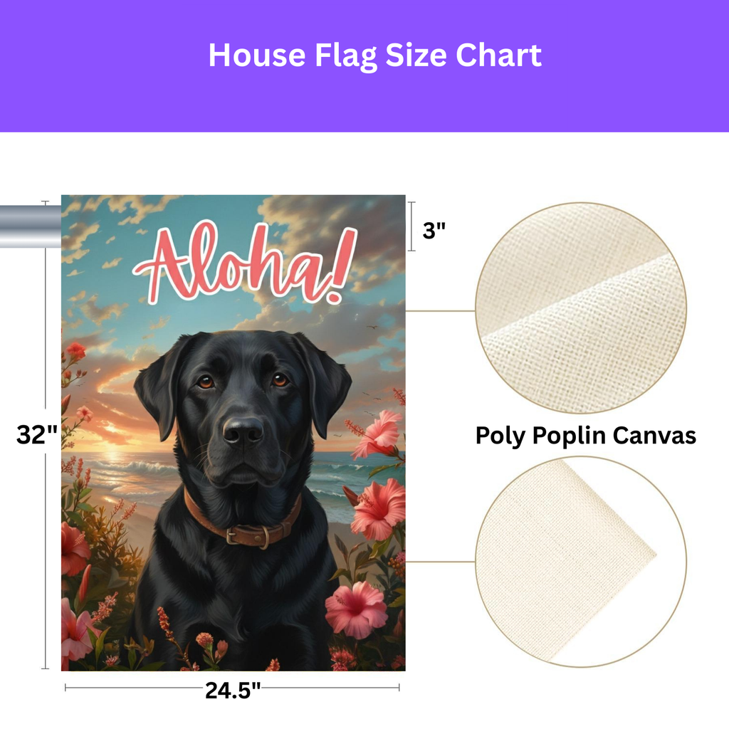 Aloha Black Labrador Retriever Garden Flag - yard display - Dragonfire Gardens