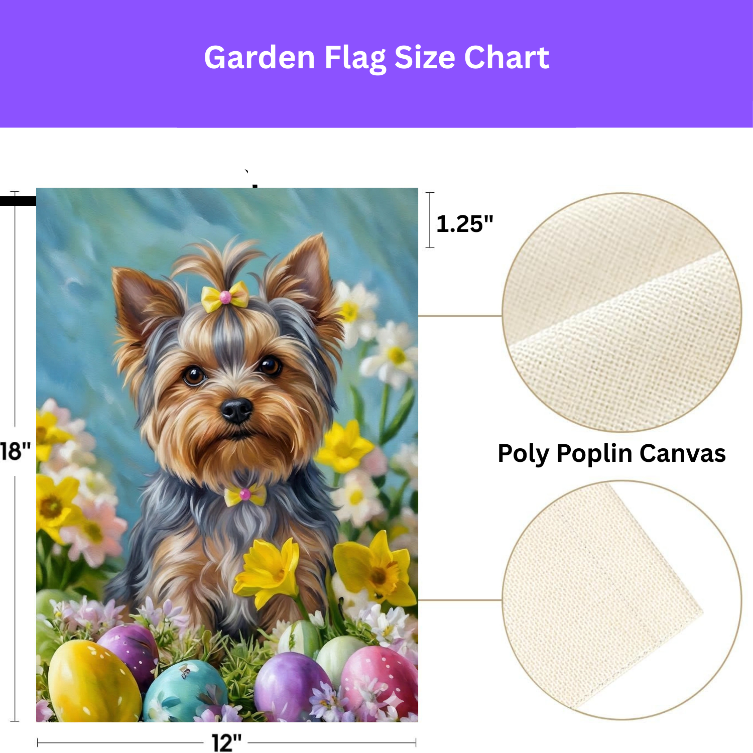 Yorkshire Terrier Flowers and Easter Eggs Garden Flag
