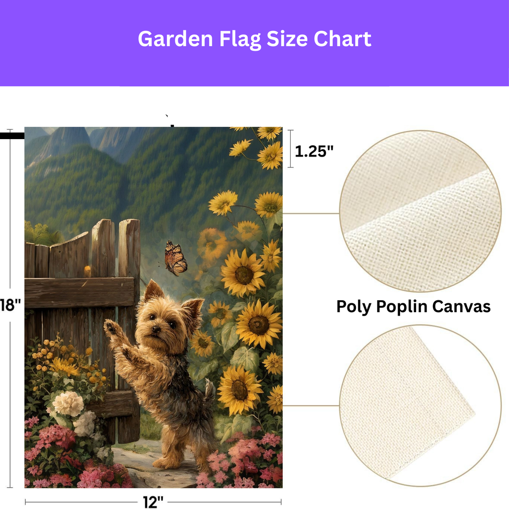 Yorkie and Sunflowers Garden Flag - porch decor - Dragonfire Gardens