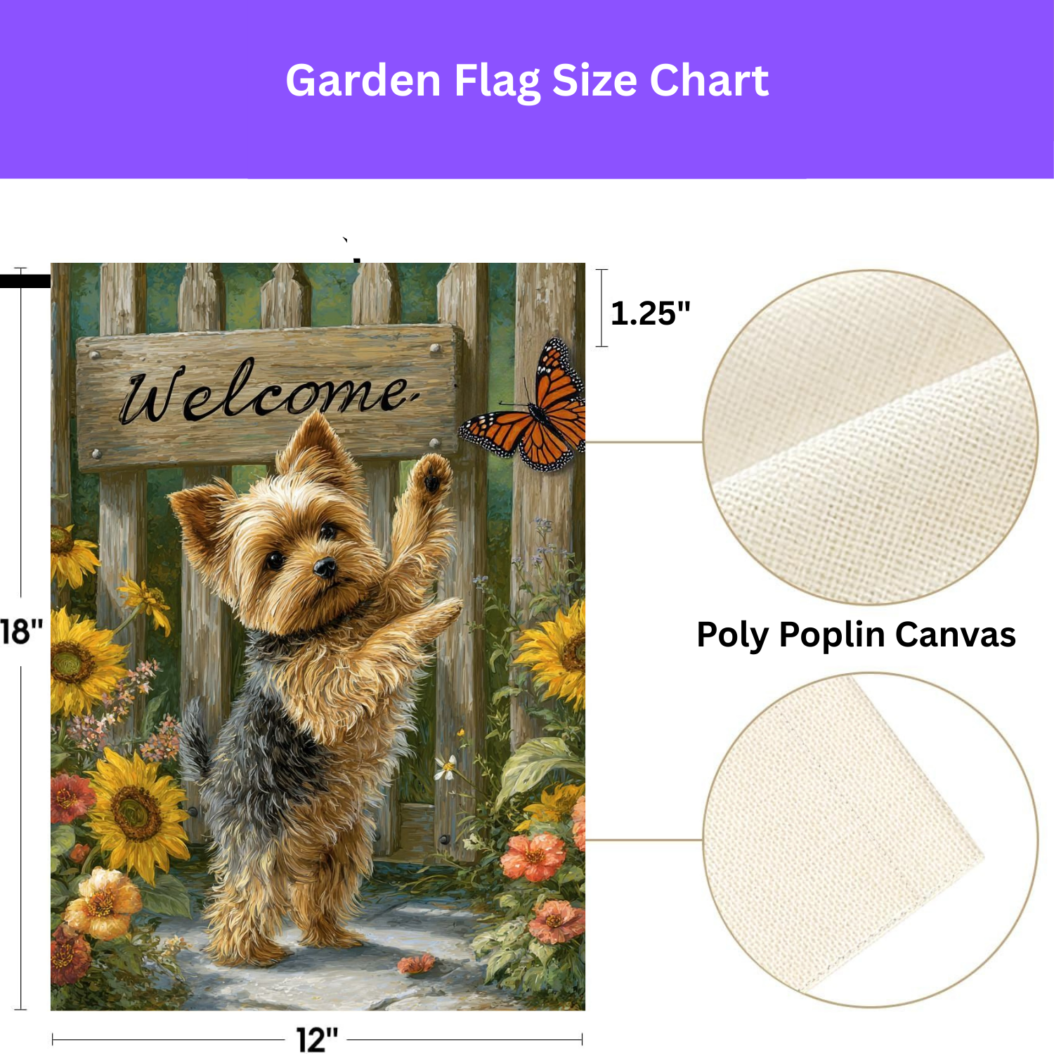 Yorkie and Butterfly Welcome Garden Flag - porch decor - Dragonfire Gardens