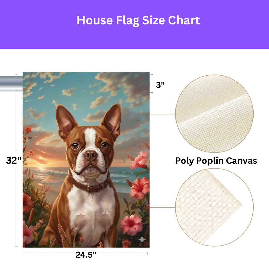 Tropical Sunset Red Boston Terrier Garden Flag