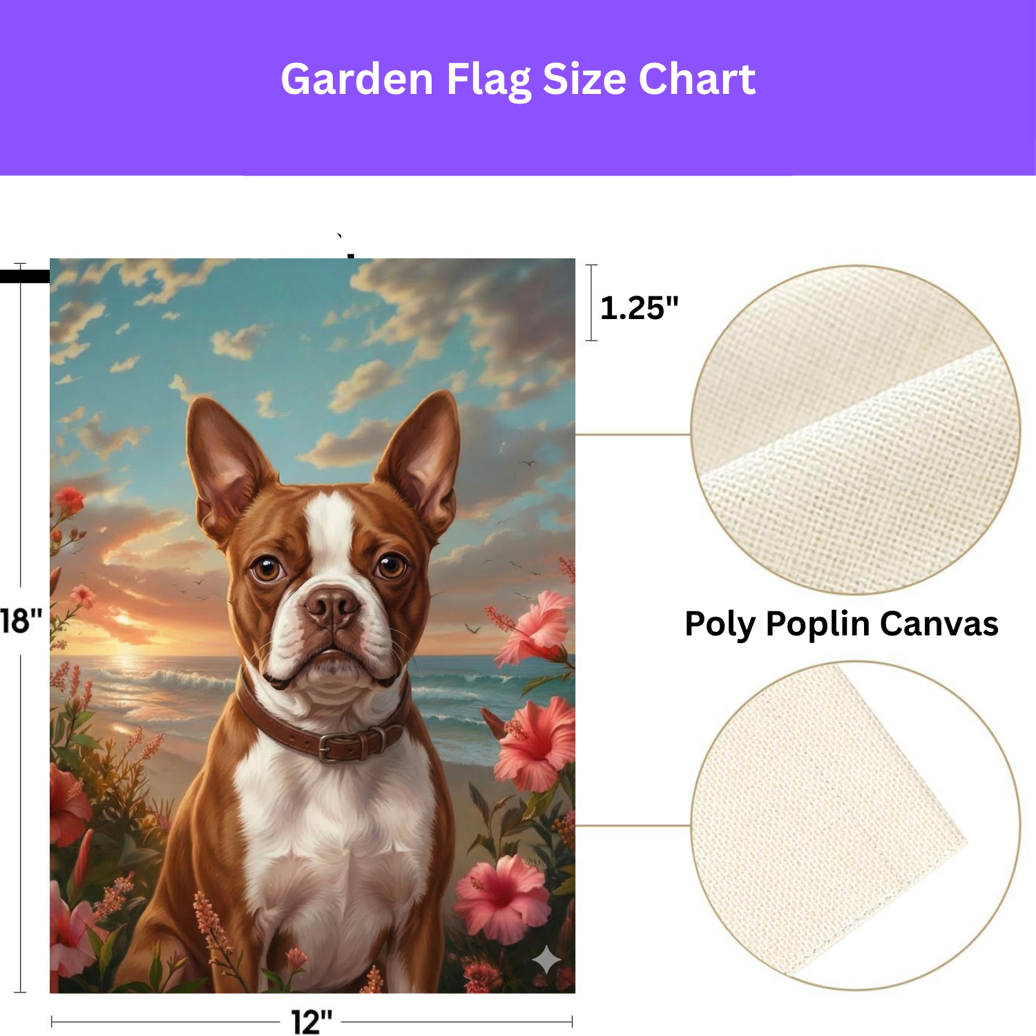Tropical Sunset Red Boston Terrier Garden Flag