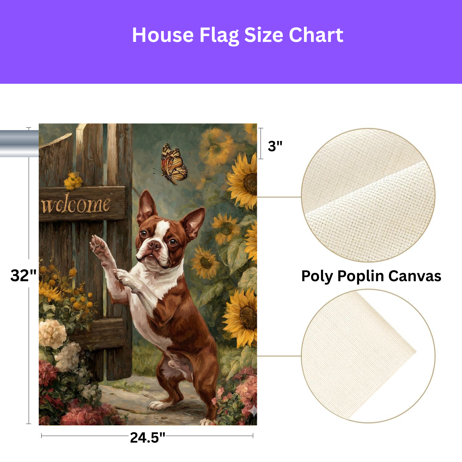 Red Boston Terrier and Sunflowers Garden Flag - porch decor - Dragonfire Gardens