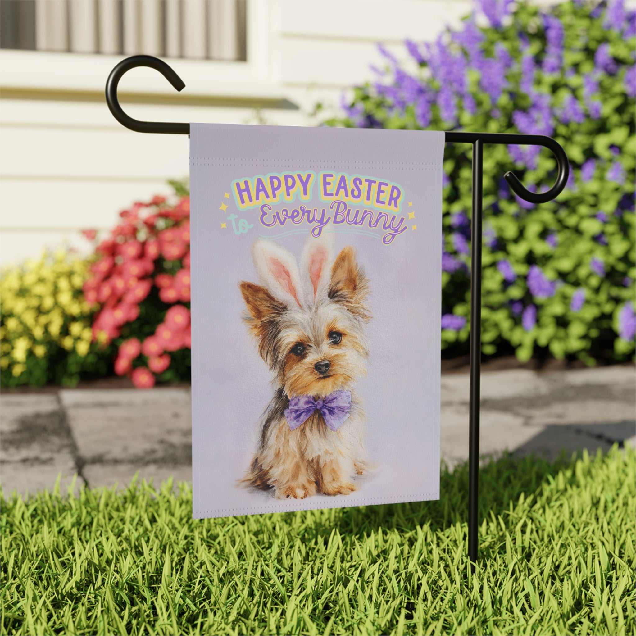 Happy Easter to Every Bunny Yorkshire Terrier Garden Flag