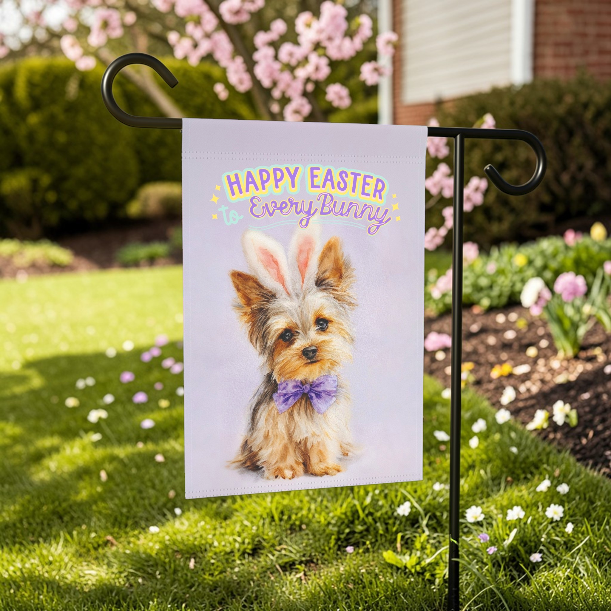 Happy Easter to Every Bunny Yorkshire Terrier Garden Flag
