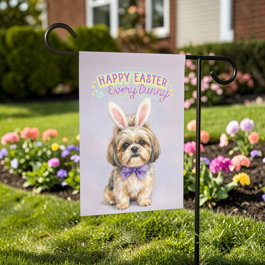 Happy Easter to Every Bunny Shih Tzu Garden Flag