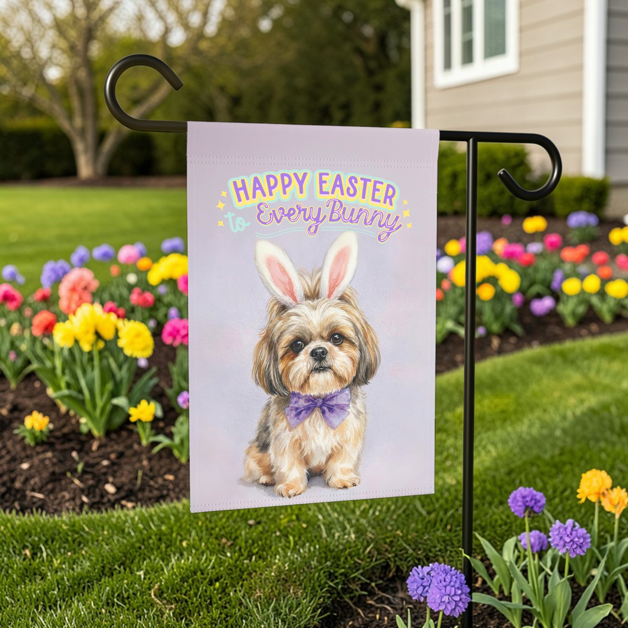 Happy Easter to Every Bunny Shih Tzu Garden Flag
