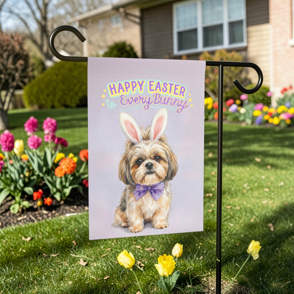 Happy Easter to Every Bunny Shih Tzu Garden Flag