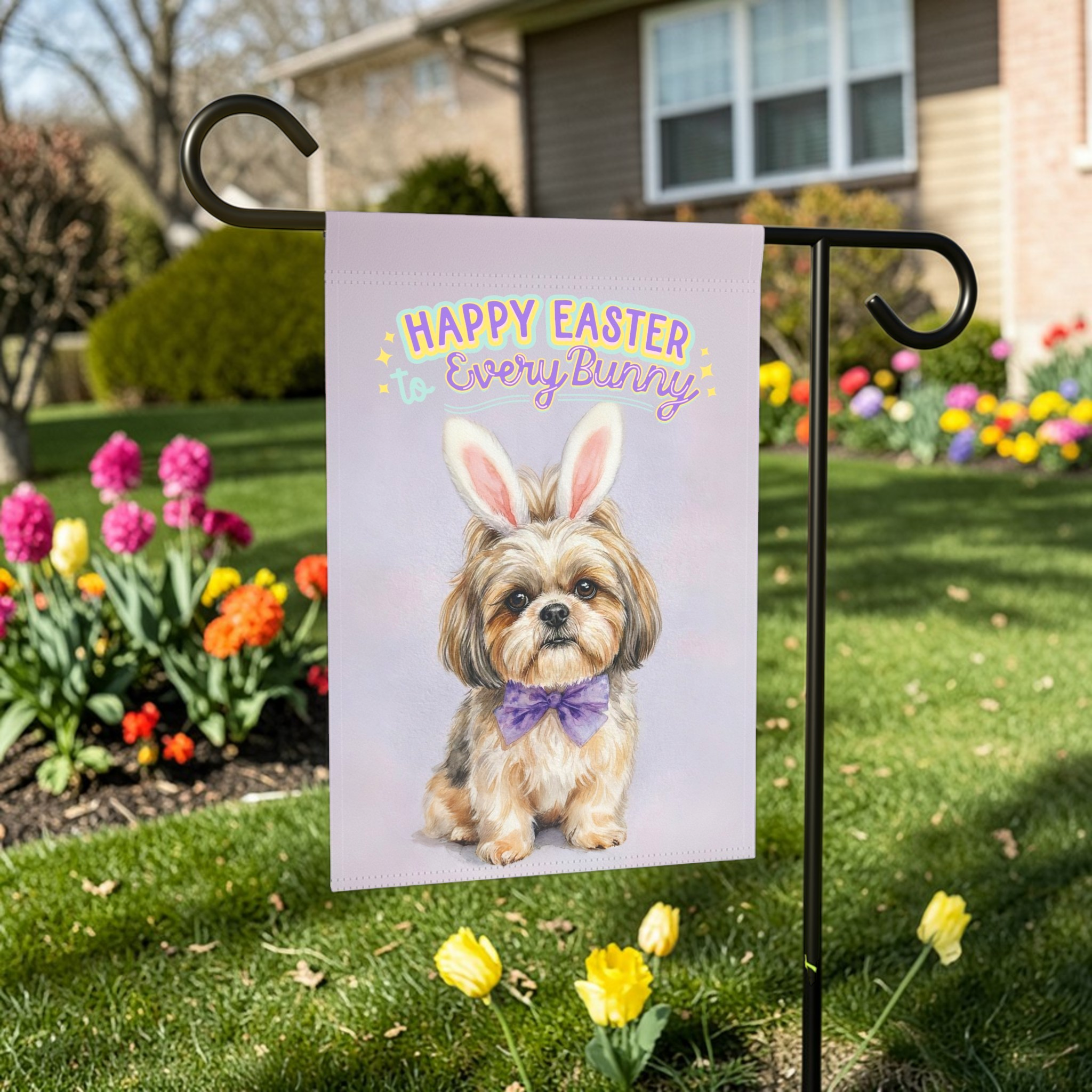 Happy Easter to Every Bunny Shih Tzu Garden Flag