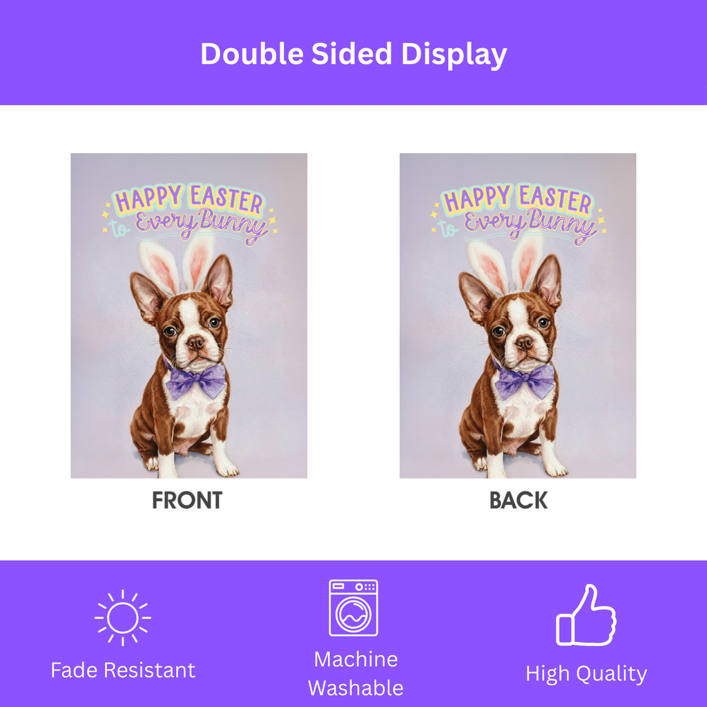 Happy Easter to Every Bunny Red Boston Terrier Garden Flag
