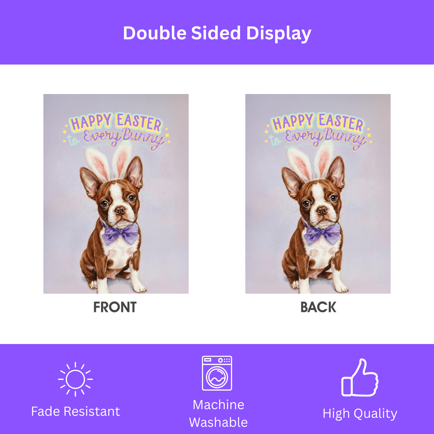 Happy Easter to Every Bunny Red Boston Terrier Garden Flag