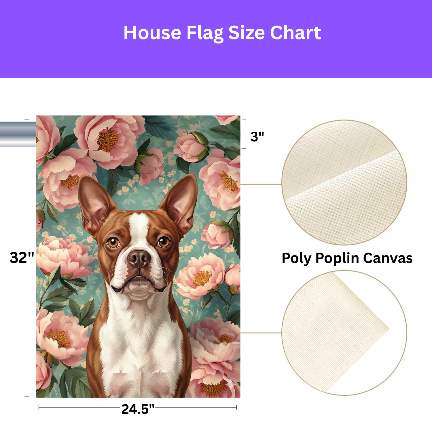 Pink Peony Red Boston Terrier Garden Flag - double-sided design - Dragonfire Gardens