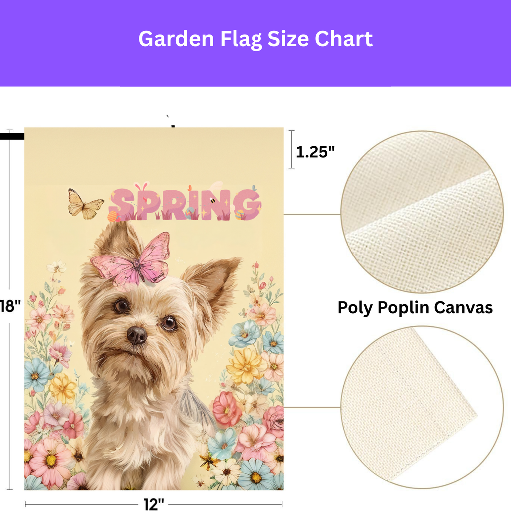 Pink Butterfly Spring Yorkshire Terrier Garden Flag - double-sided design - Dragonfire Gardens