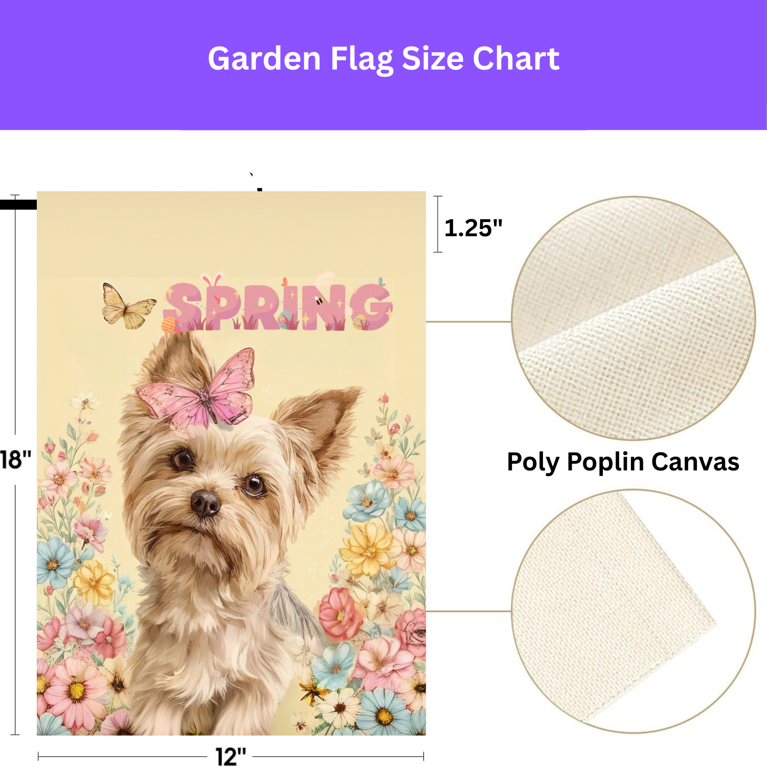 Pink Butterfly Spring Yorkshire Terrier Garden Flag - double-sided design - Dragonfire Gardens