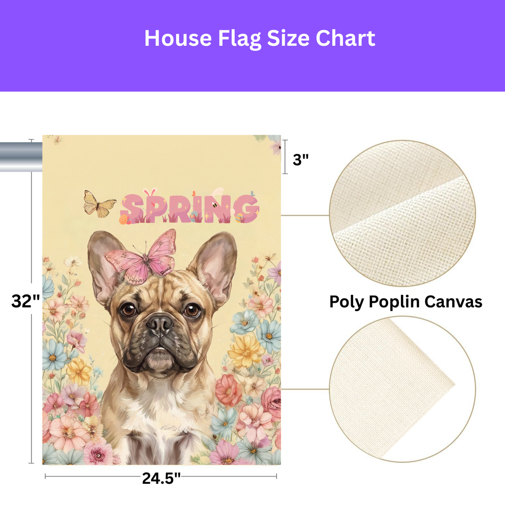 Pink Butterfly Spring French Bulldog Garden Flag