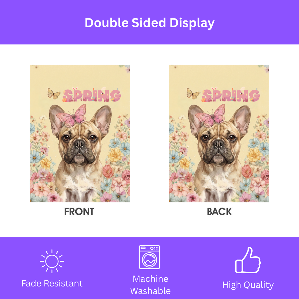 Pink Butterfly Spring French Bulldog Garden Flag