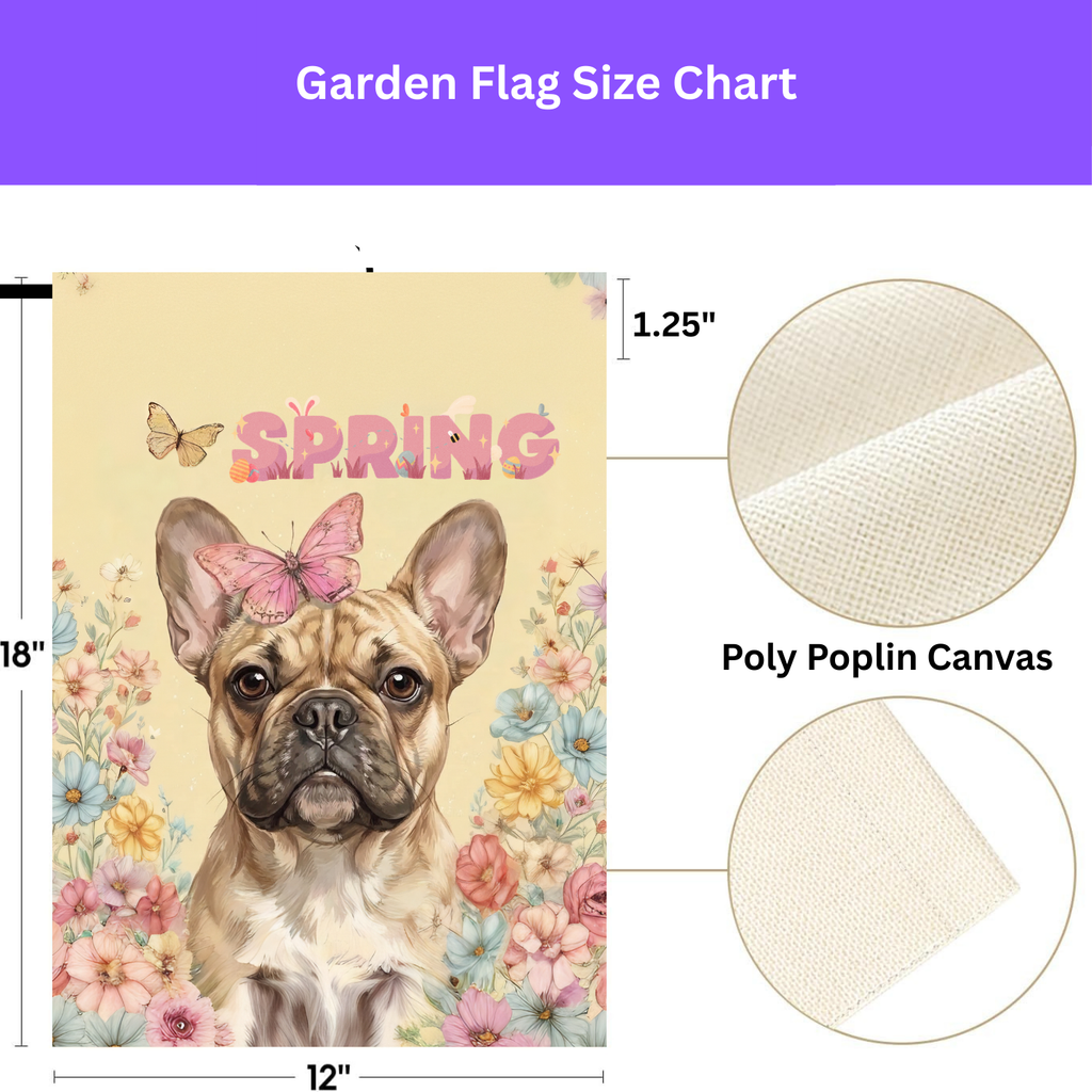 Pink Butterfly Spring French Bulldog Garden Flag