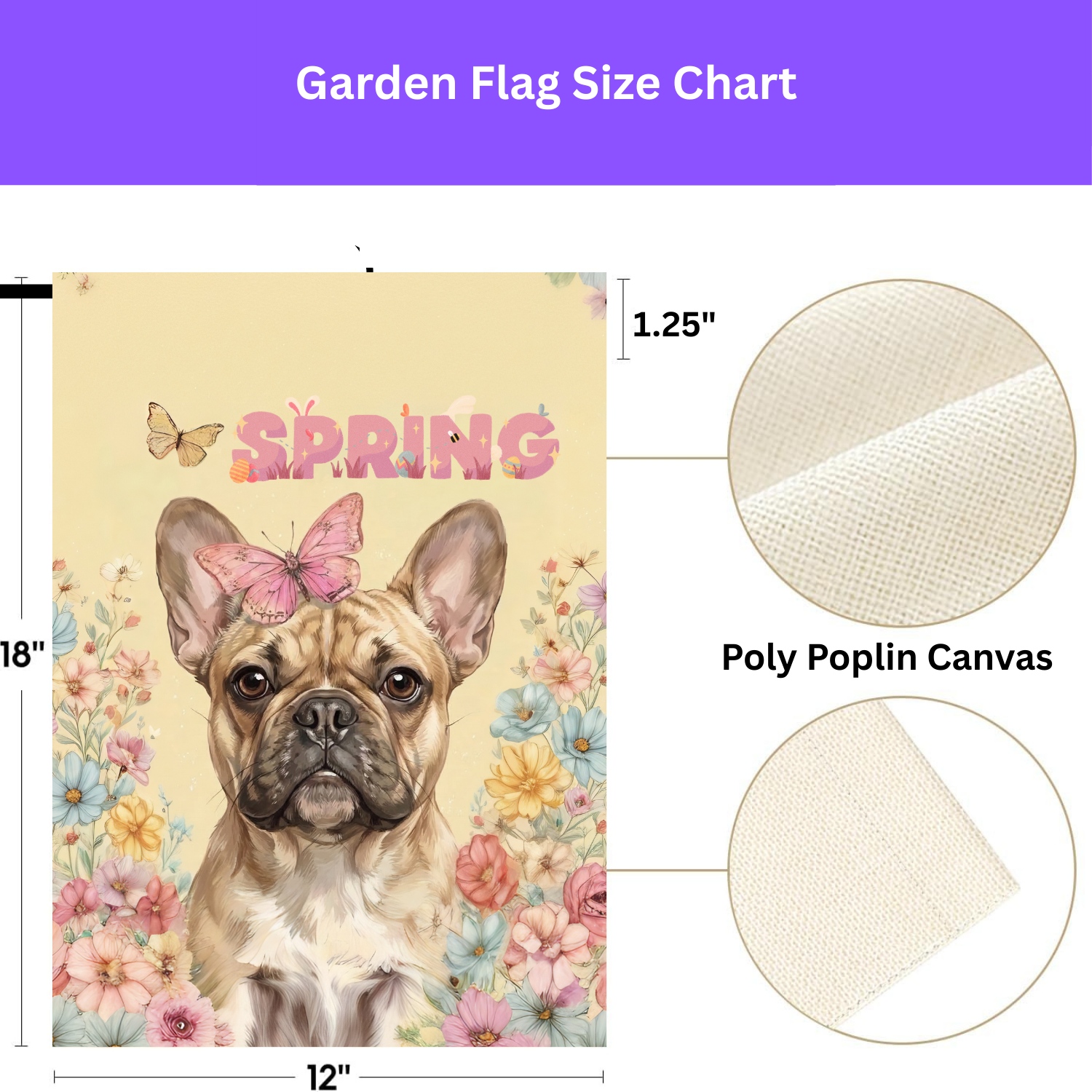 Pink Butterfly Spring French Bulldog Garden Flag