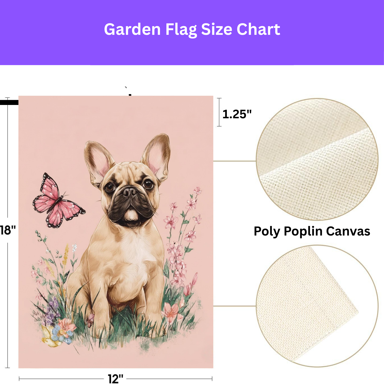 Pink Butterfly Frenchie Spring Garden Flag