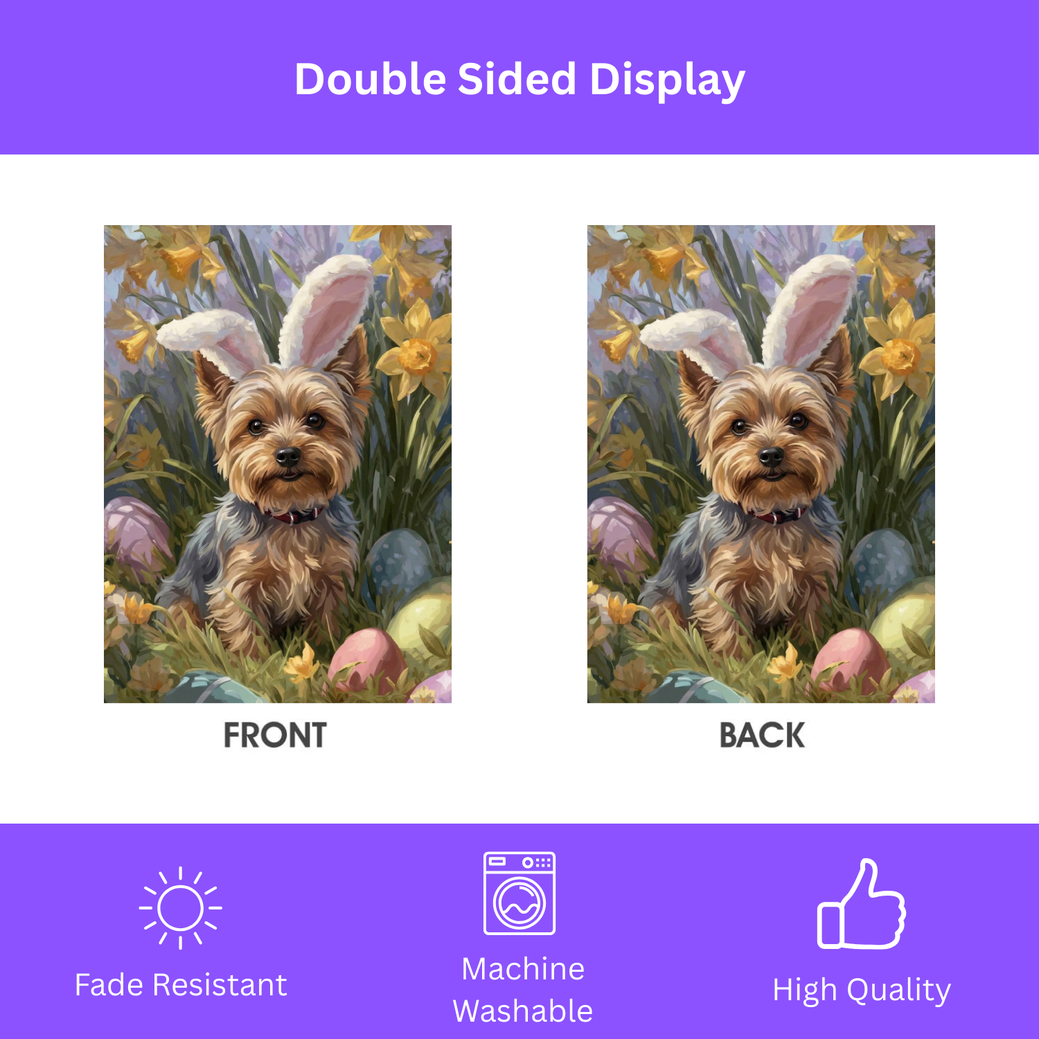 Pink Bunny Ears Yorkshire Terrier Easter Garden Flag