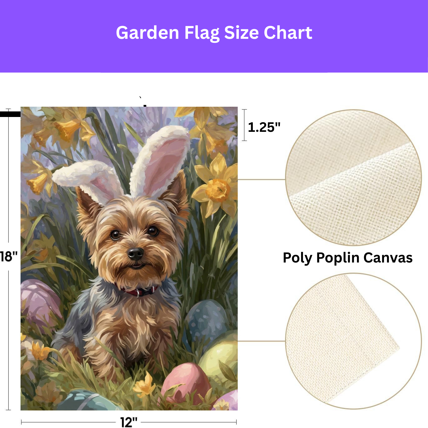 Pink Bunny Ears Yorkshire Terrier Easter Garden Flag