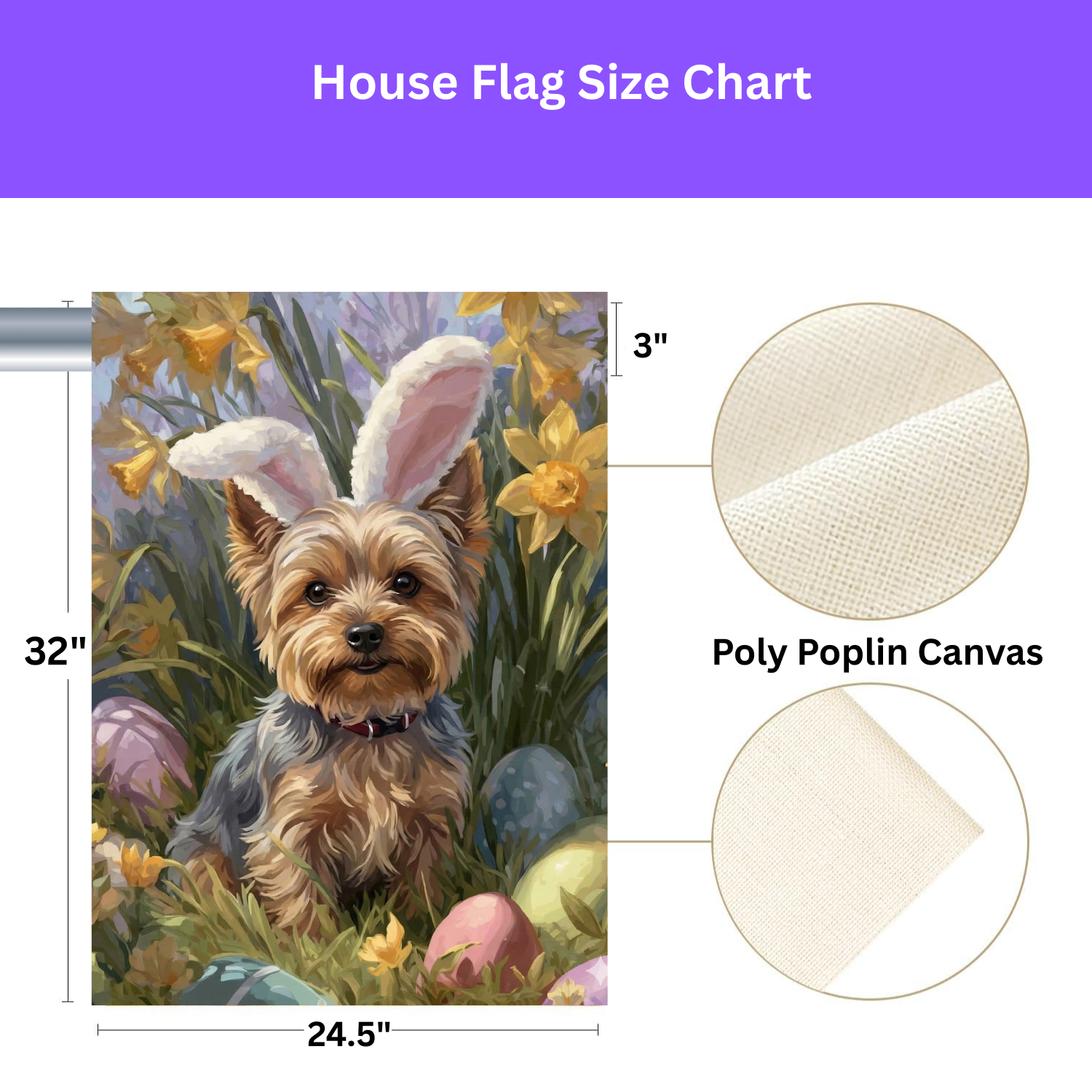 Pink Bunny Ears Yorkshire Terrier Easter Garden Flag