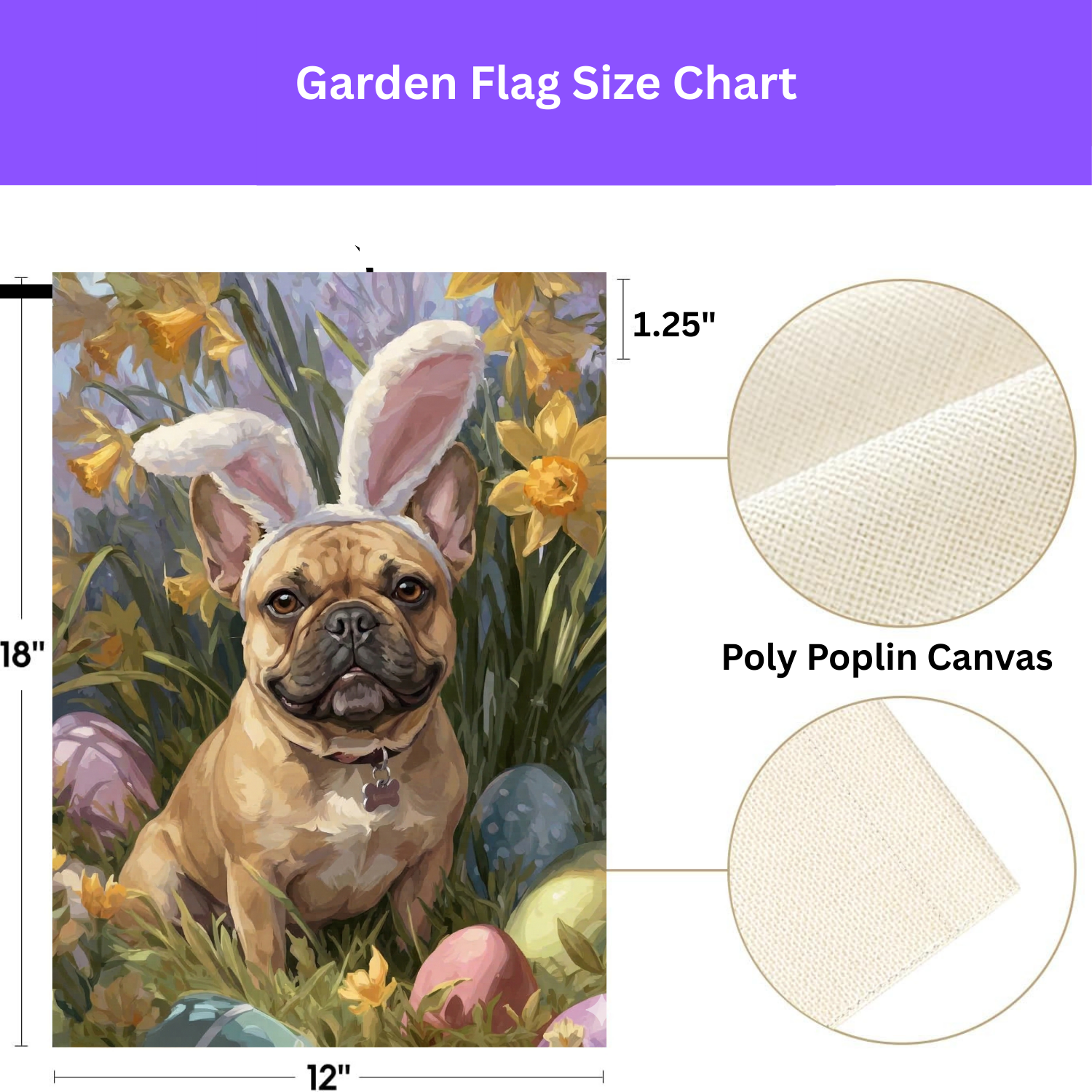 Pink Bunny Ears French Bulldog Easter Flag