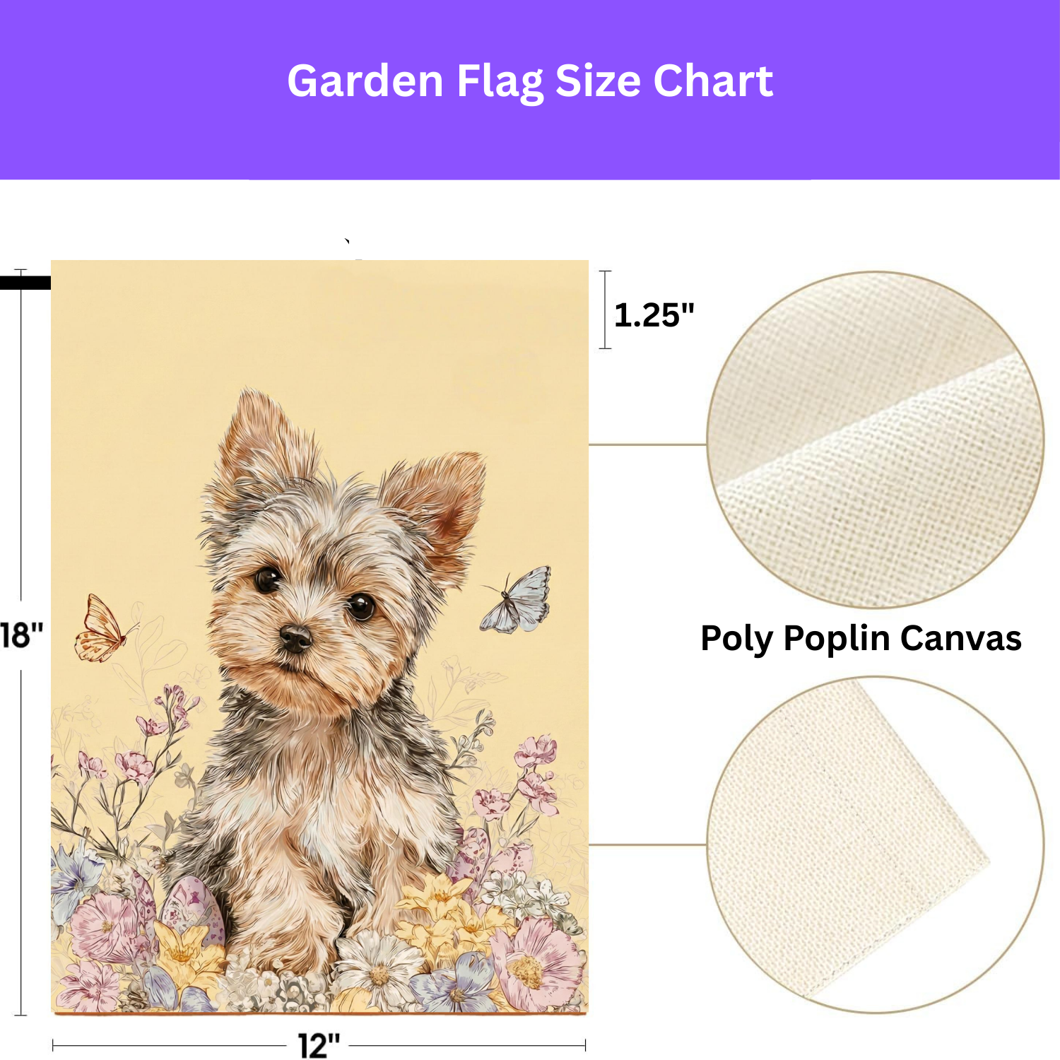 Hello  Floral Yorkshire Terrier Garden Flag - double-sided design - Dragonfire Gardens