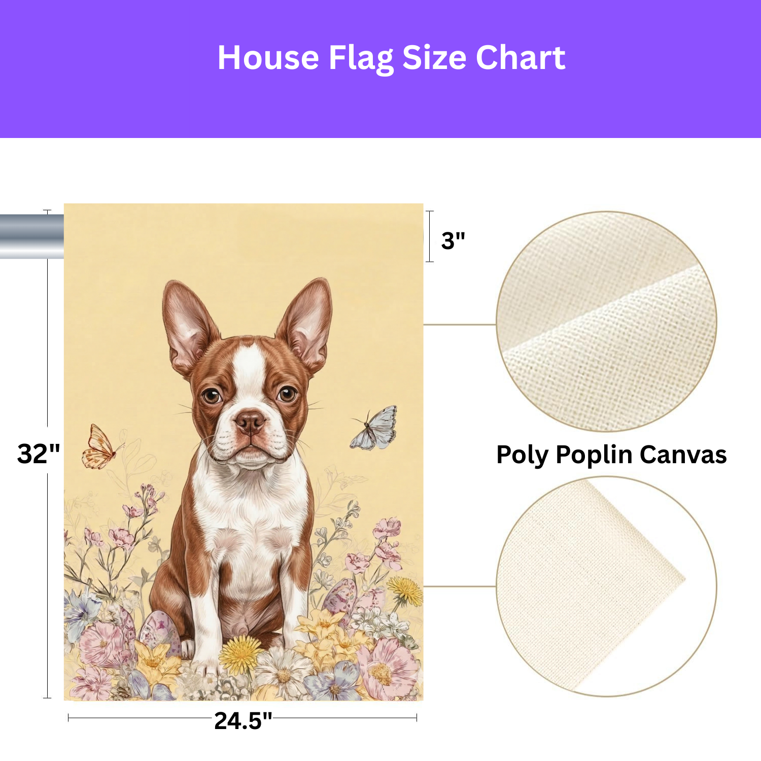 Hello Floral Red Boston Terrier Garden Flag