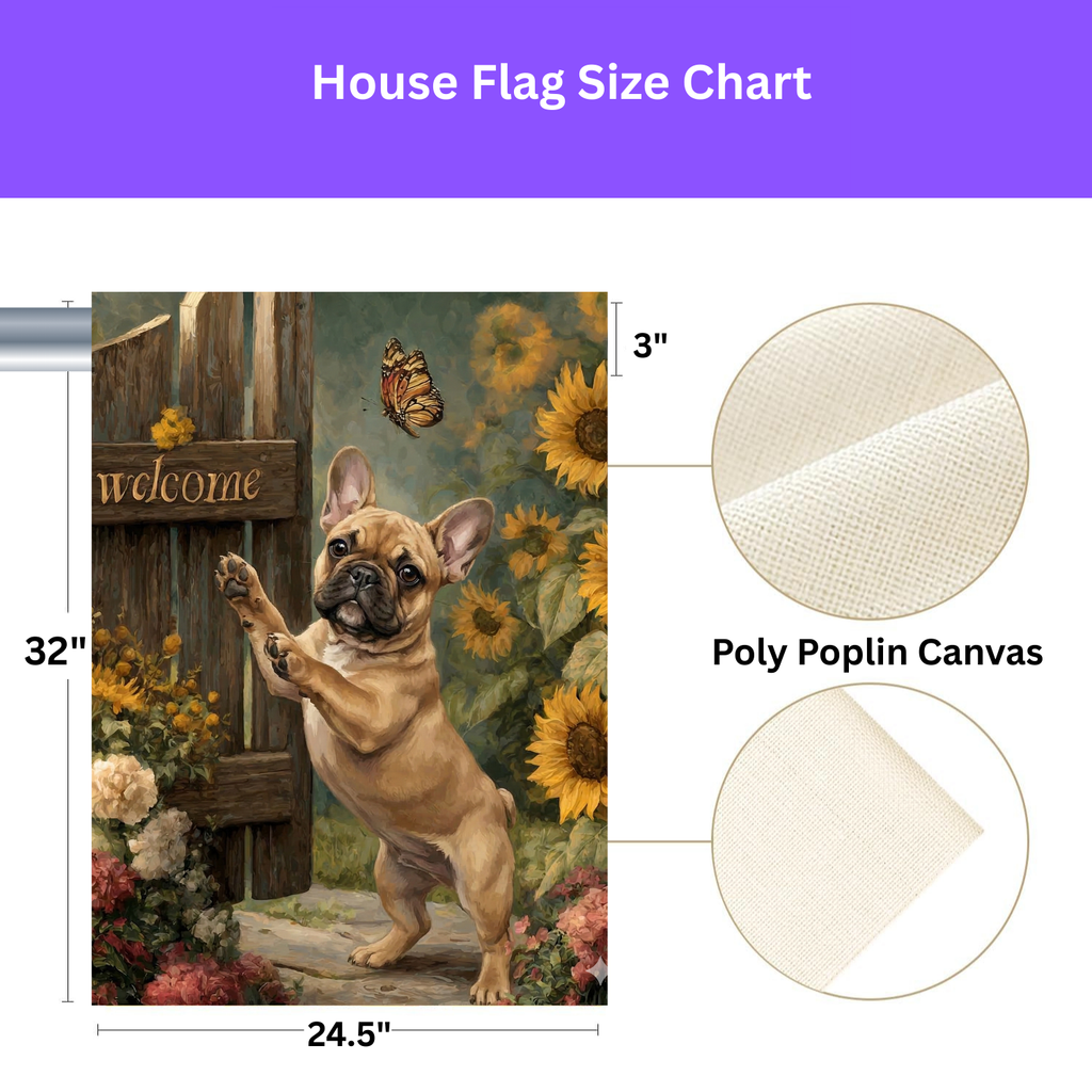 French Bulldog and Sunflowers Garden Flag - porch decor - Dragonfire Gardens
