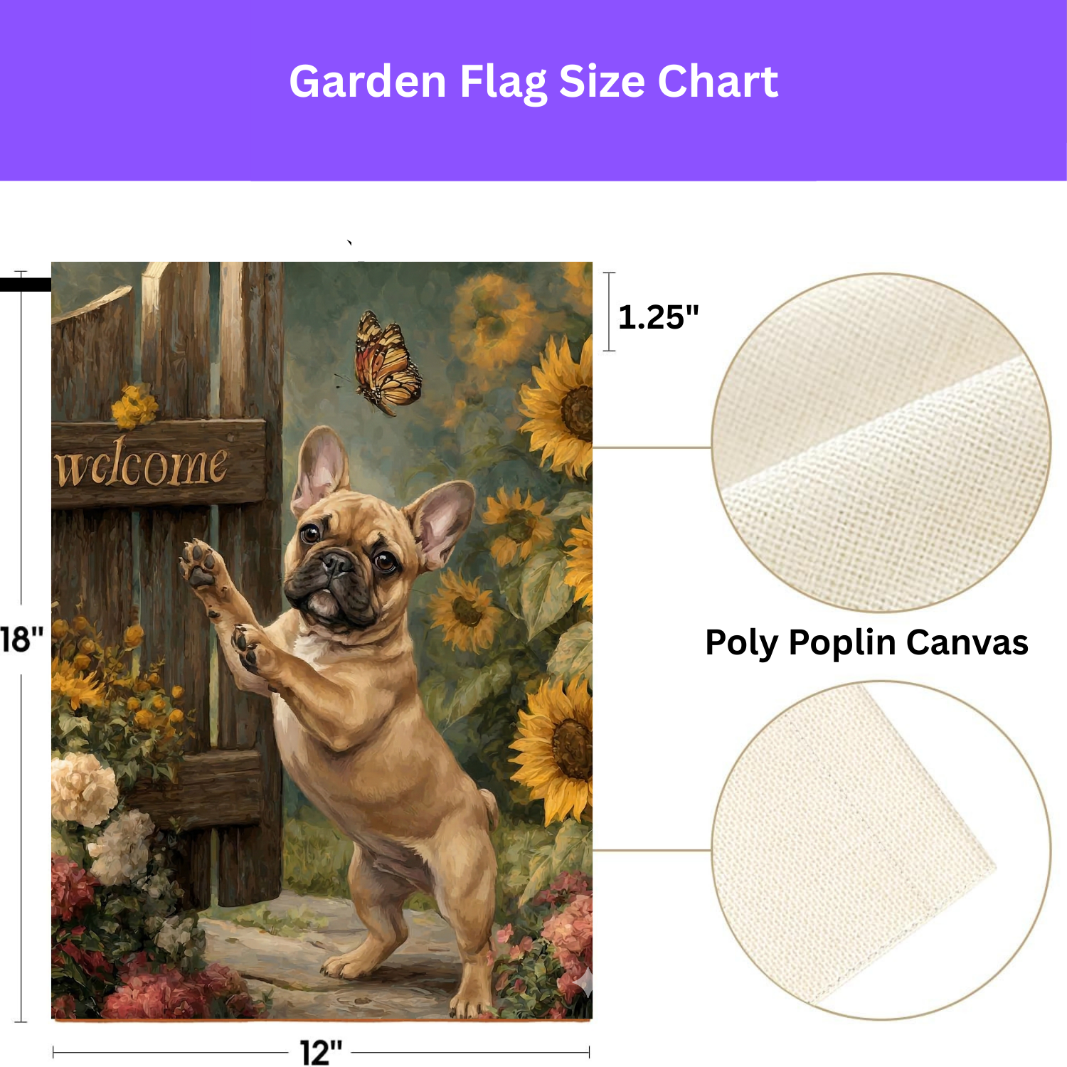 French Bulldog and Sunflowers Garden Flag - double-sided design - Dragonfire Gardens