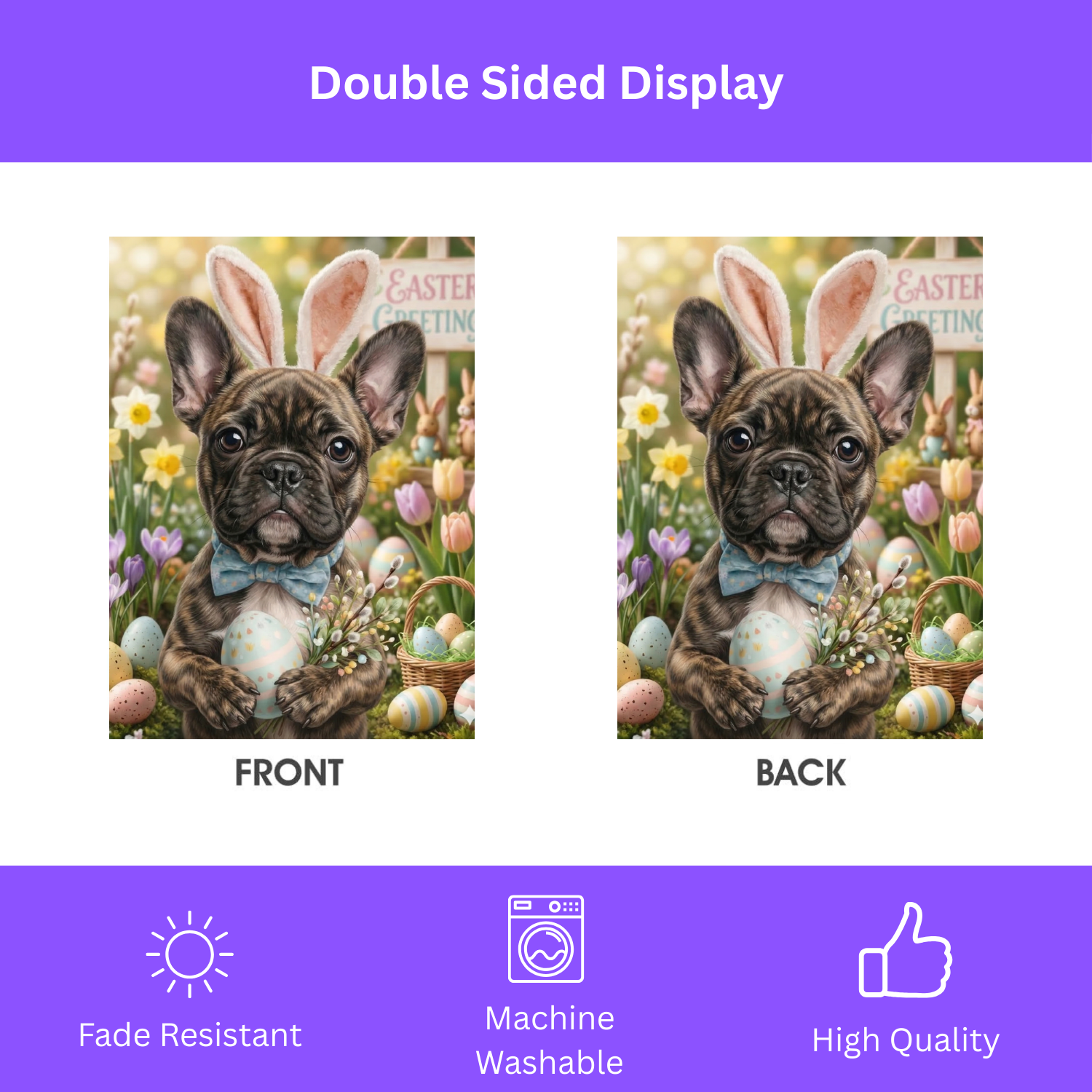 Easter Greetings French Bulldog Garden Flag