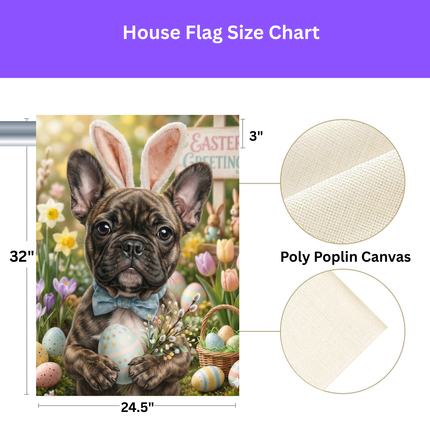 Easter Greetings French Bulldog Garden Flag