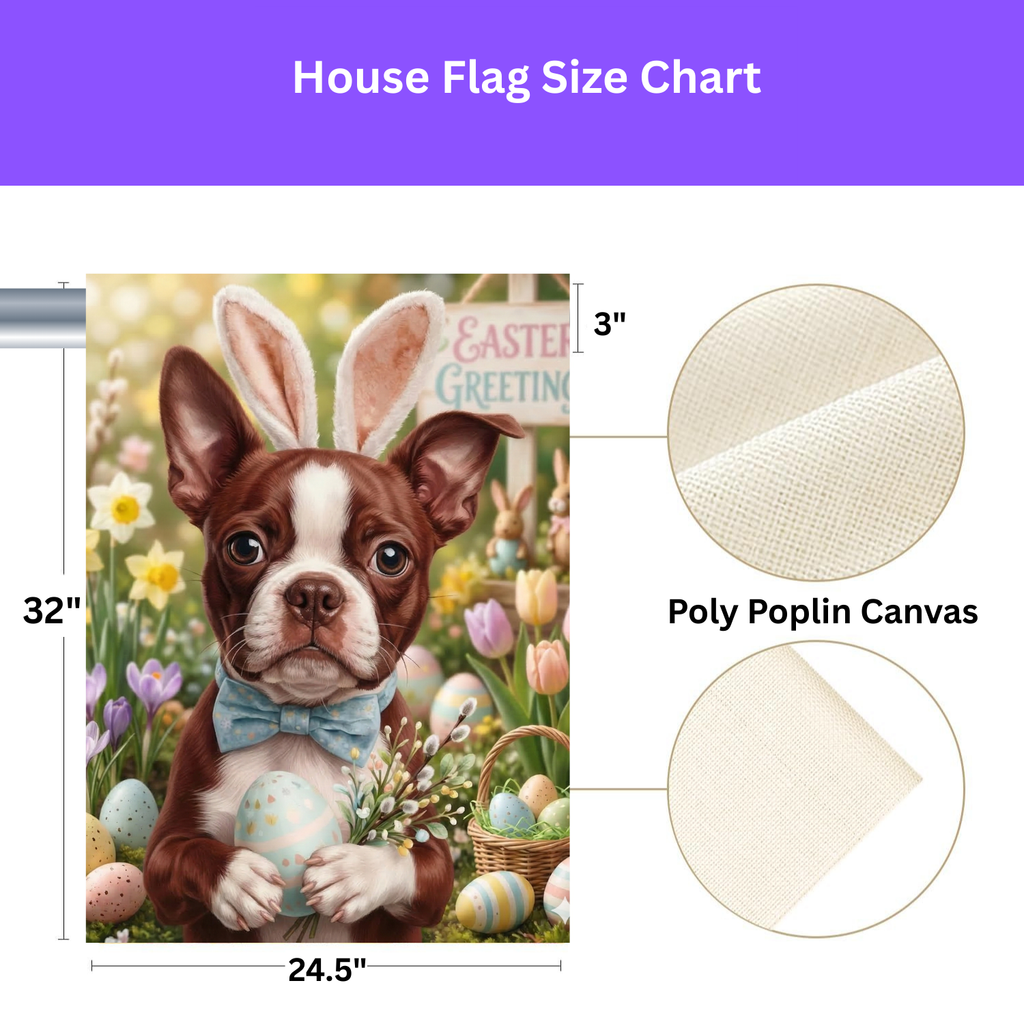 Easter Greetings Red Boston Terrier Garden Flag
