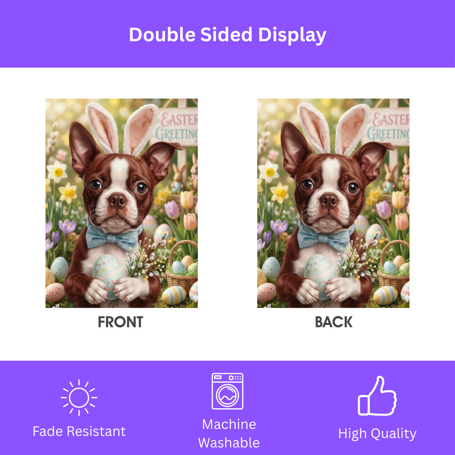 Easter Greetings Red Boston Terrier Garden Flag