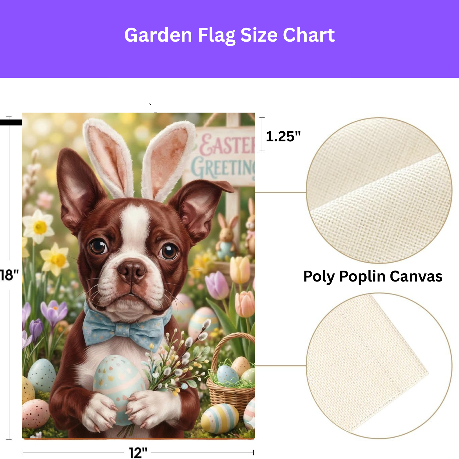 Easter Greetings Red Boston Terrier Garden Flag