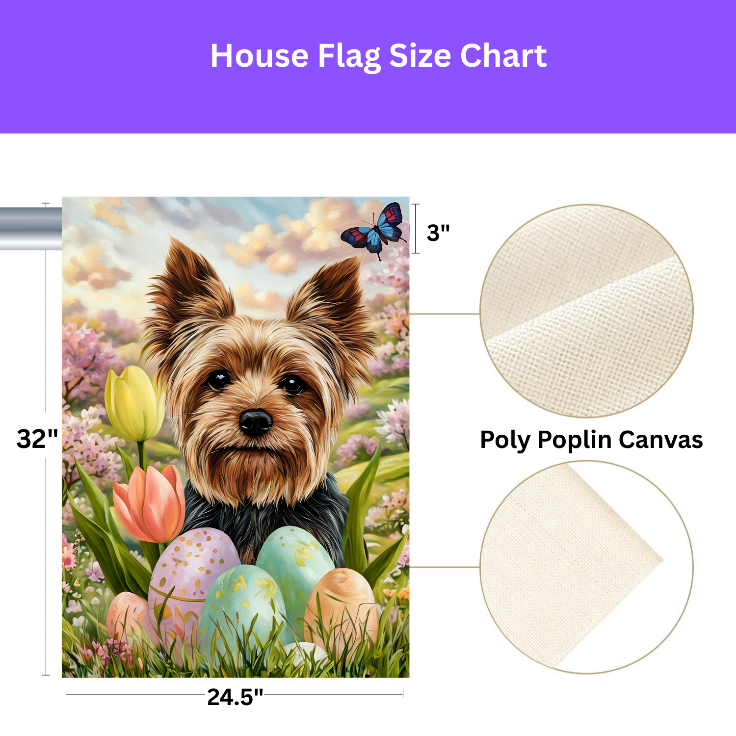 Easter Egg Yorkshire Terrier Garden Flag