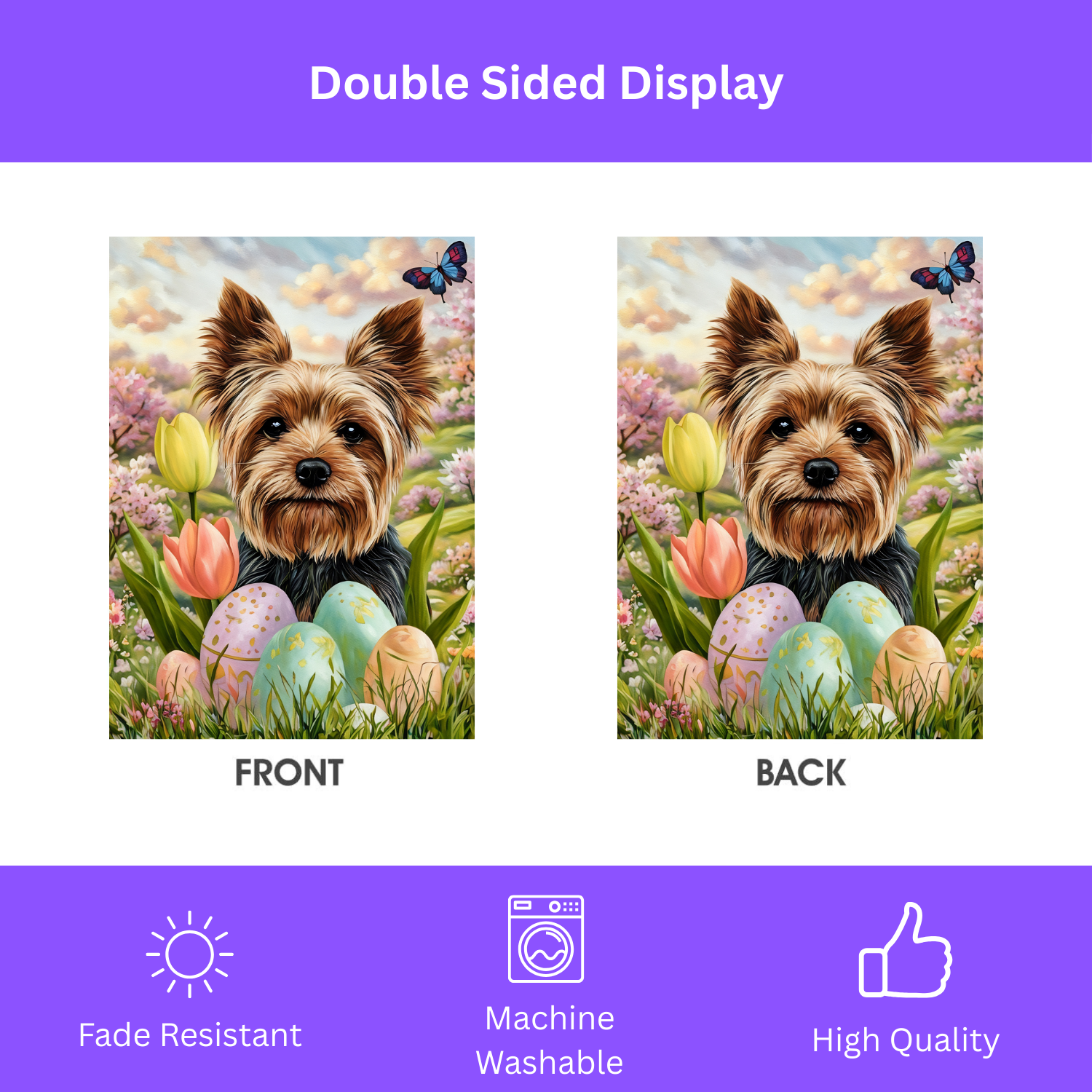 Easter Egg Yorkshire Terrier Garden Flag