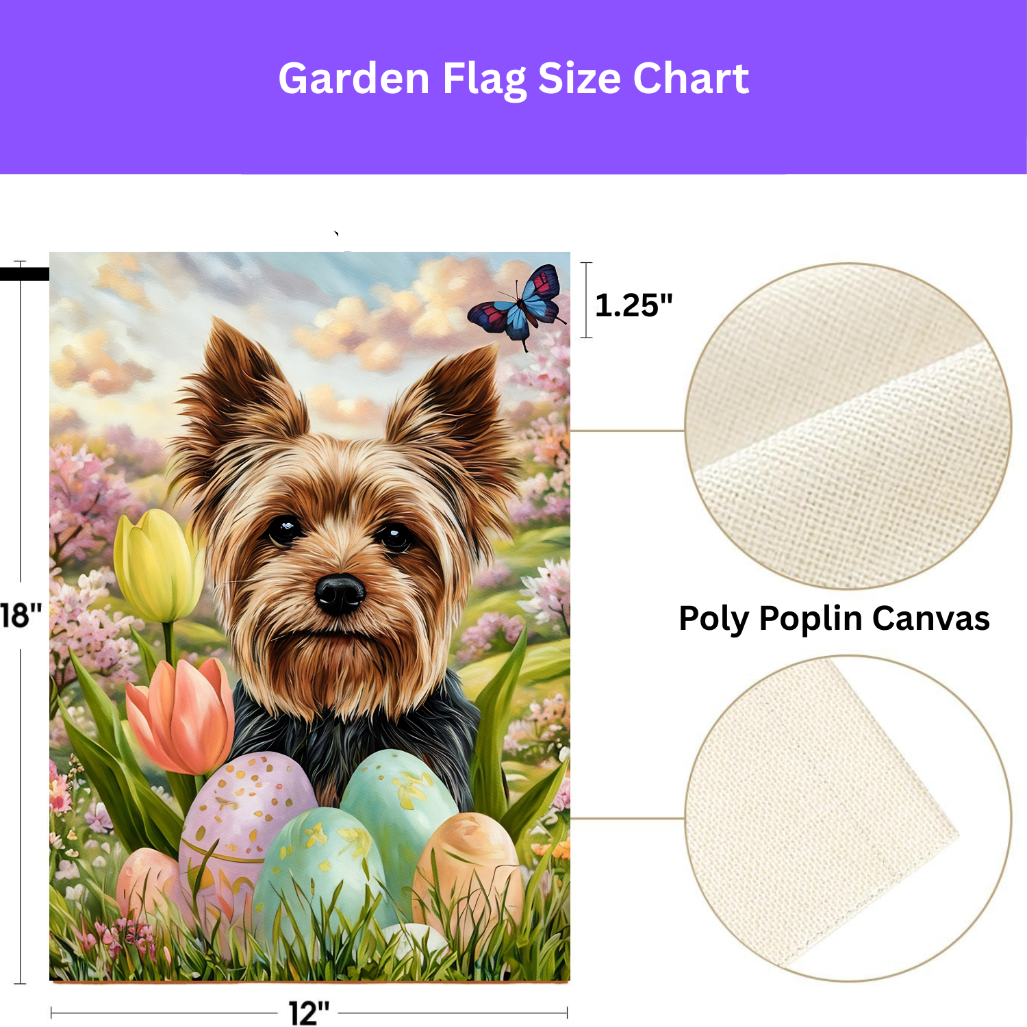 Easter Egg Yorkshire Terrier Garden Flag