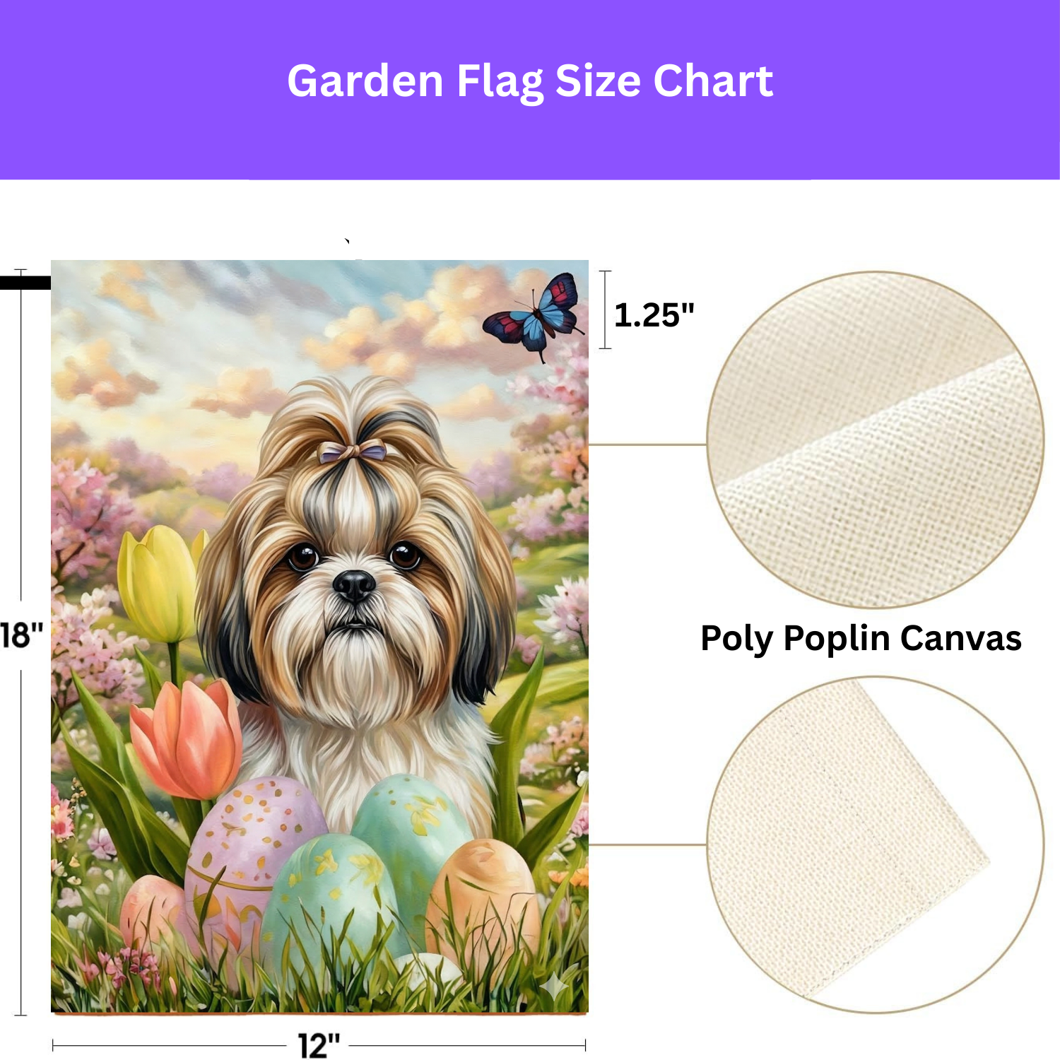 Easter Egg Shih Tzu Garden Flag