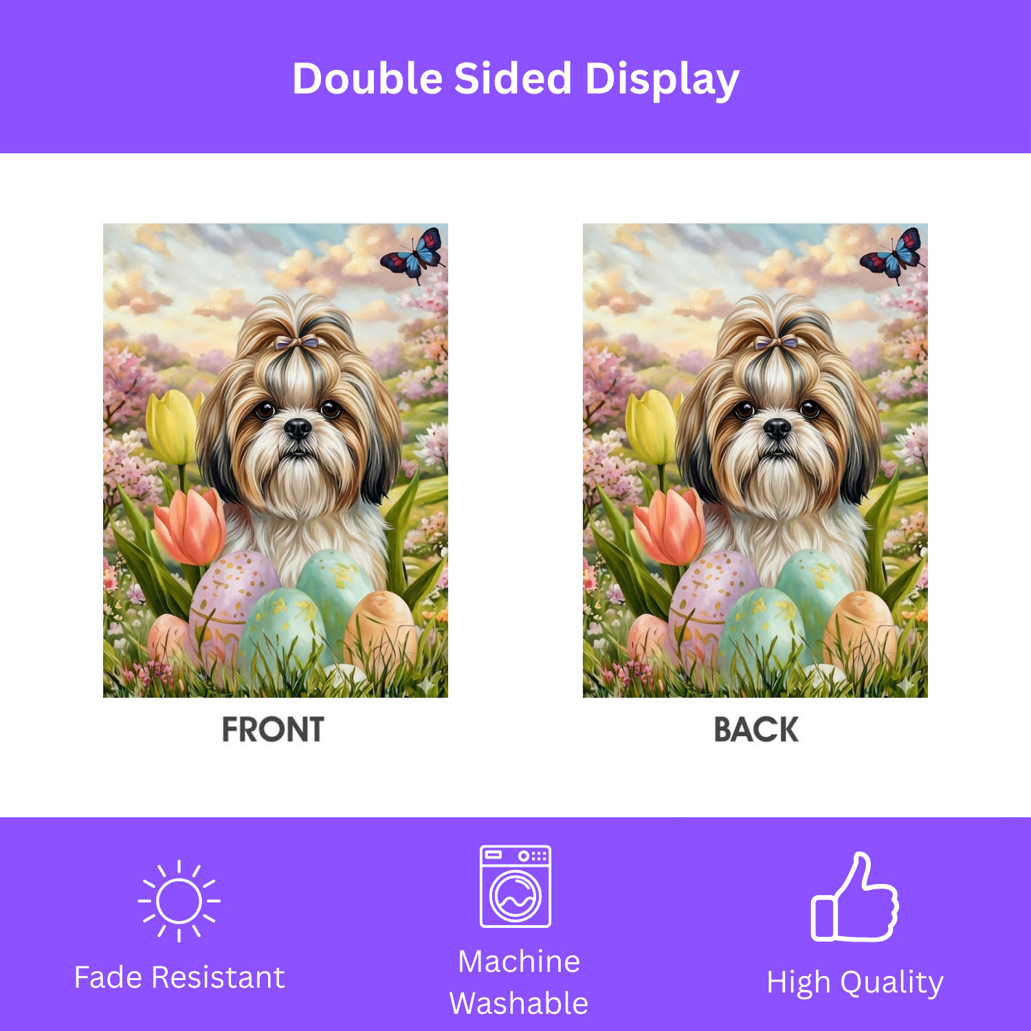 Easter Egg Shih Tzu Garden Flag