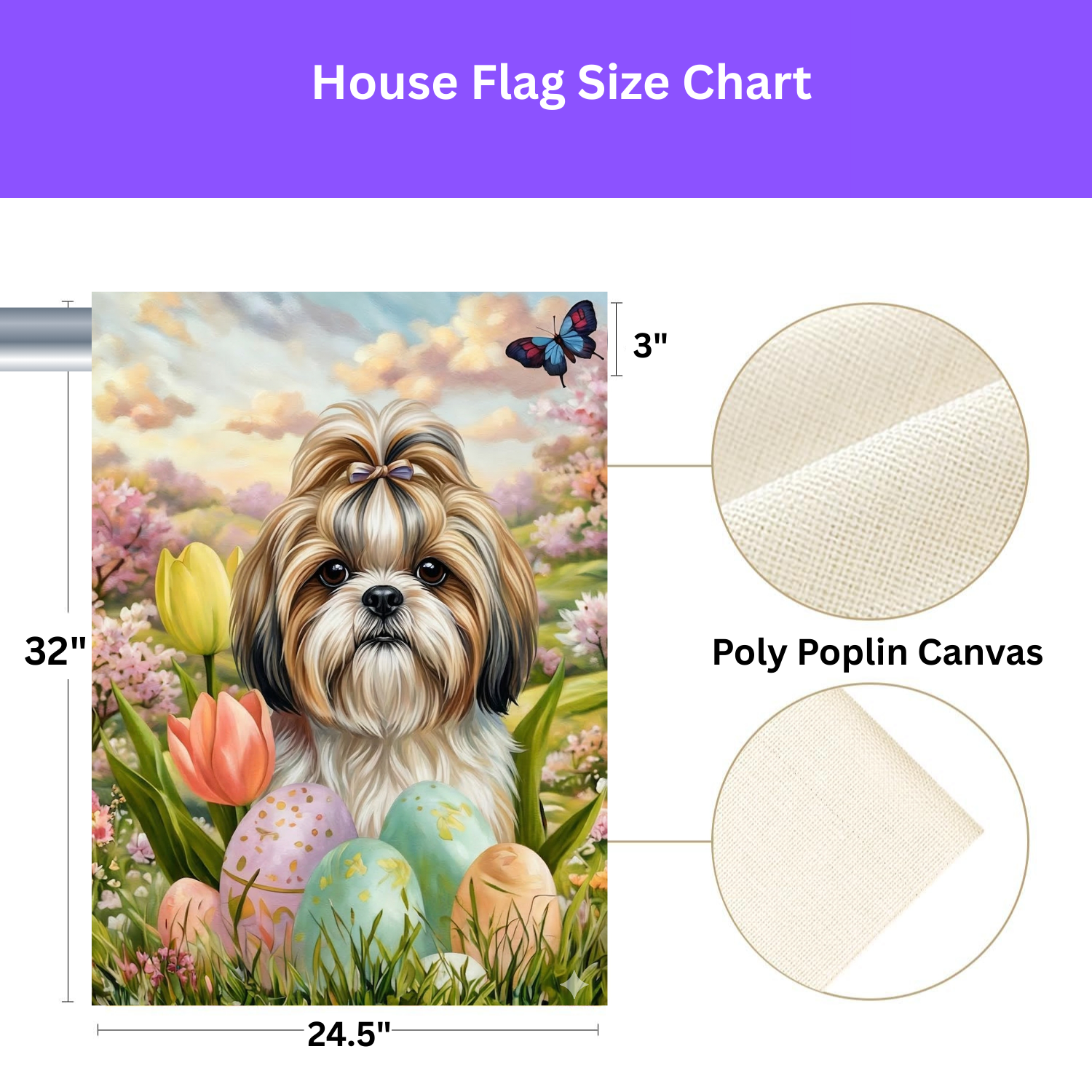 Easter Egg Shih Tzu Garden Flag