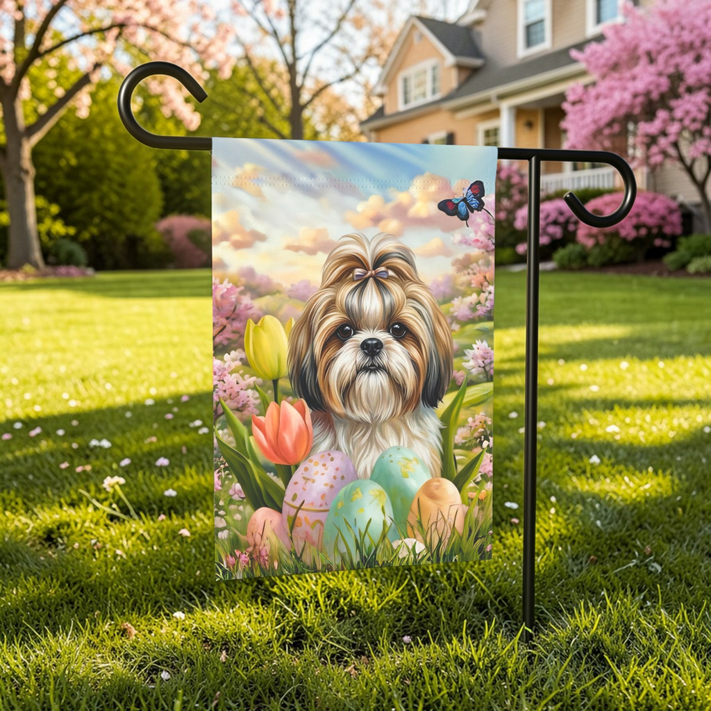 Easter Egg Shih Tzu Garden Flag