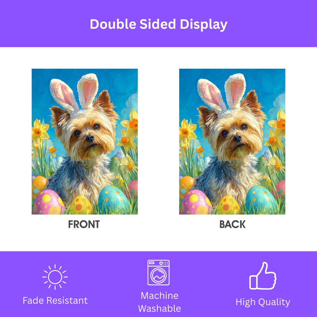 Easter Eggs and Daffodils Yorkshire Terrier Garden Flag