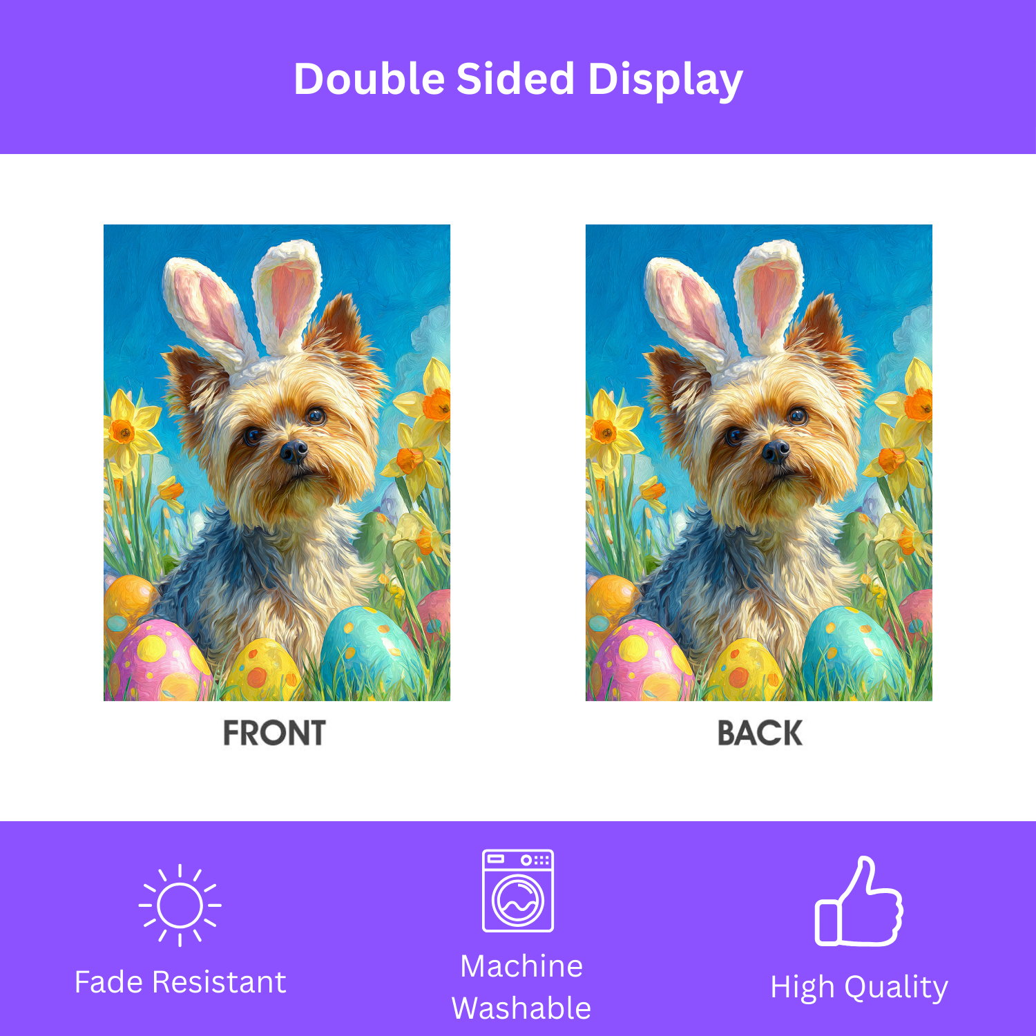 Easter Eggs and Daffodils Yorkshire Terrier Garden Flag