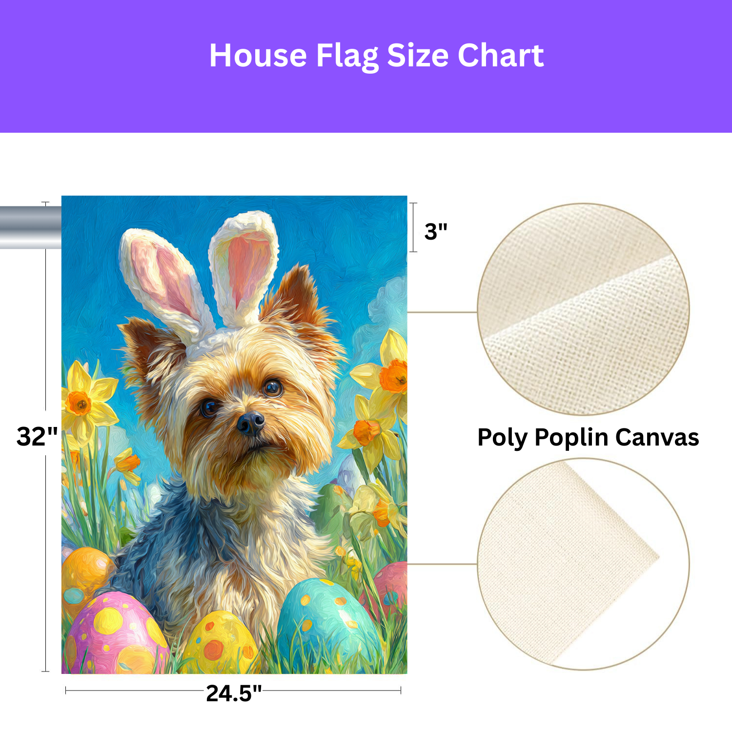 Easter Eggs and Daffodils Yorkshire Terrier Garden Flag