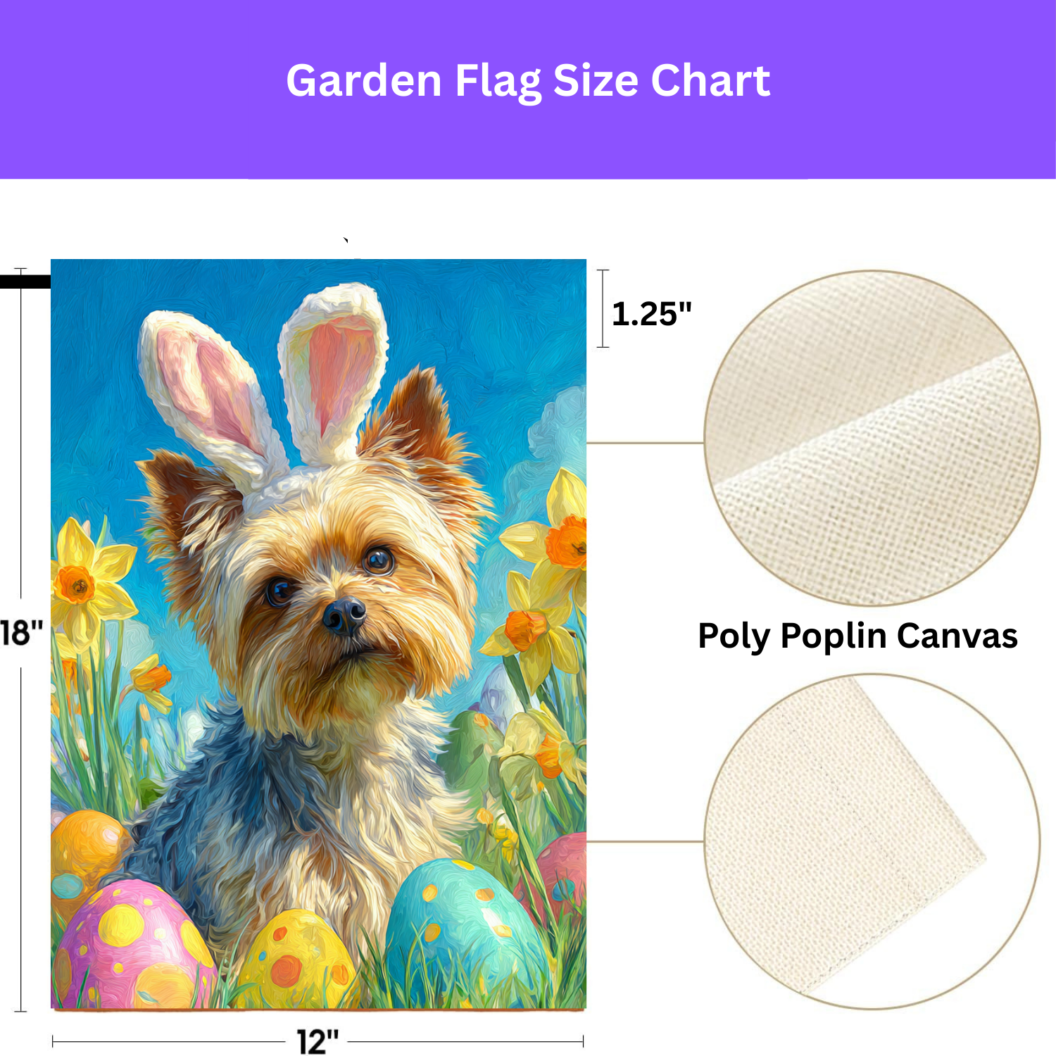 Easter Eggs and Daffodils Yorkshire Terrier Garden Flag